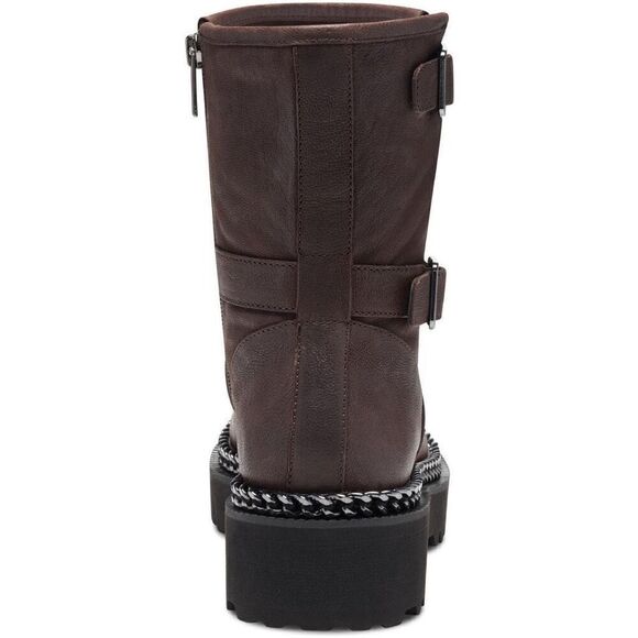 Vince Camuto Womens VCMESSTIA Leather Lug Sole Ankle Boots In Brown - Picture 3 of 9